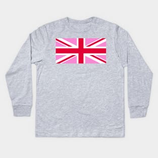 Pink Union Jack Kids Long Sleeve T-Shirt